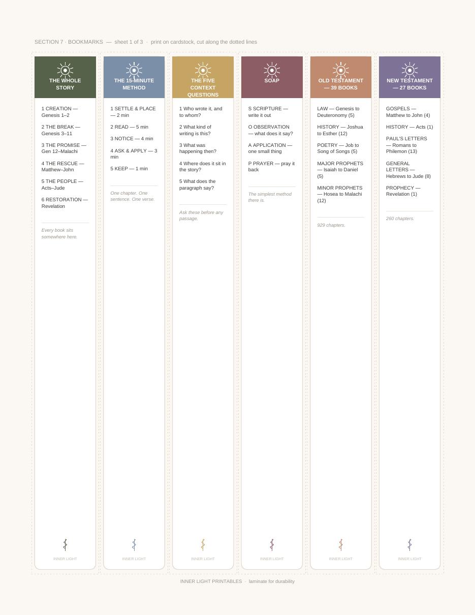 Printable bookmarks